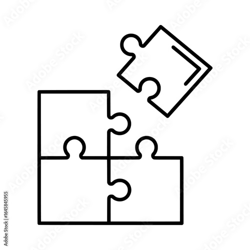 Vector illustration of puzzle pieces connecting to form a solution, isolated on white background