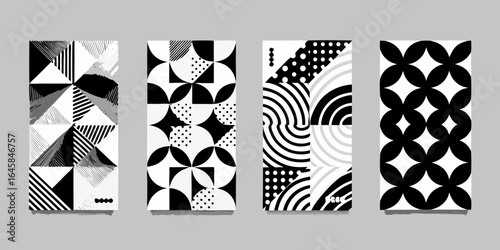 Abstract geometric patterns in black and white