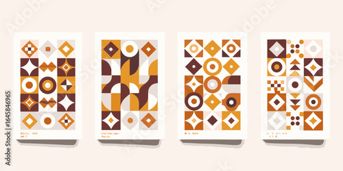 Geometric mid century modern abstract art posters