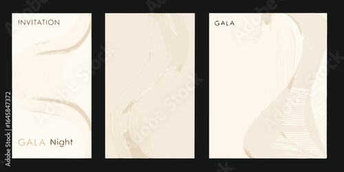 Elegant gala invitation designs with abstract brushstrokes