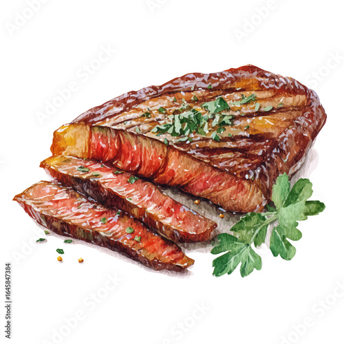 A watercolor painting of Carne Asada, vector illustration on white background.
