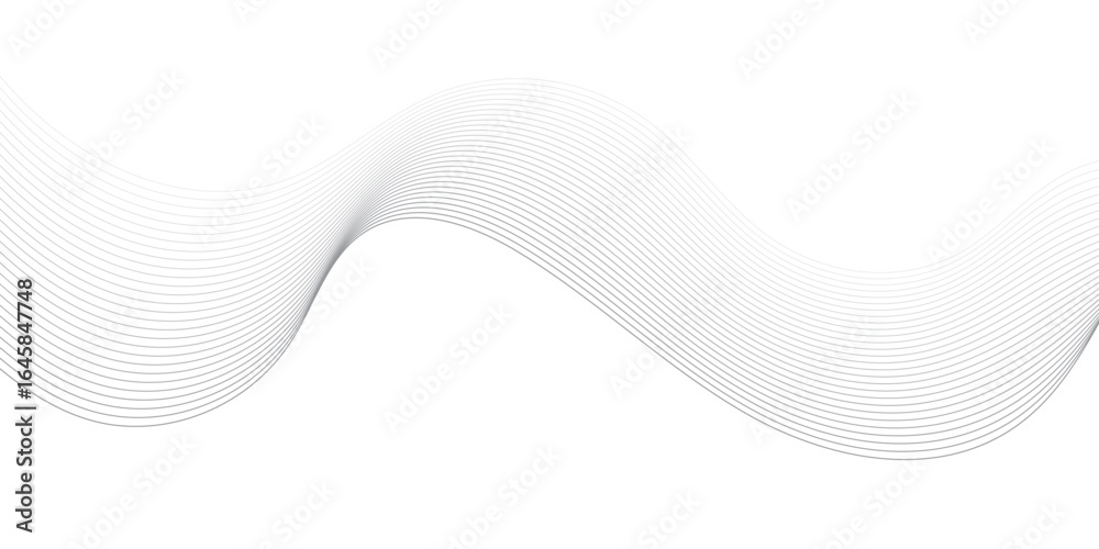 Fototapeta premium Abstract technology lines on white background. Undulate Grey Wave Swirl, frequency sound wave, twisted curve lines with blend effect, wave with lines created using blend tool. 
