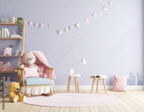 Pink & lavender children's room interior