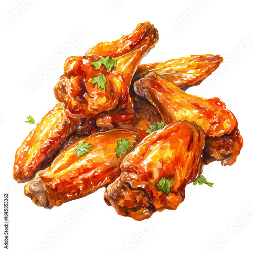 A watercolor painting of Buffalo WingsFootball, vector illustration on white background.