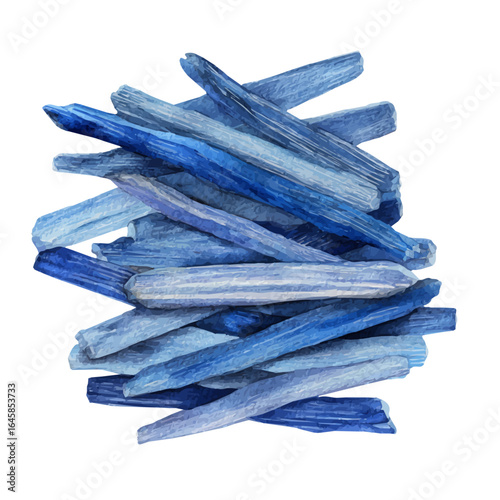 Blue Chalksticks in watercolor style, vector illustration, isolated on white background.