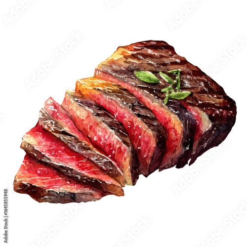 Carne Asada in watercolor style, vector illustration, isolated on white background.