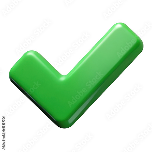 3d green check mark symbol isolated on transparent background