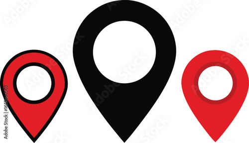 Red black location pins map marker navigation