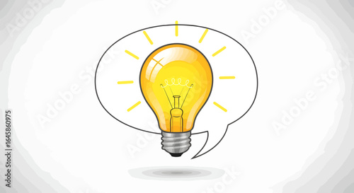 Light Bulb Symbolizing Inspiration in Graphic Design Context, Bright Environment, Digital Illustration