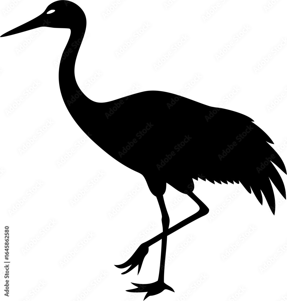 Obraz premium Elegant silhouette of a sandhill crane in flight