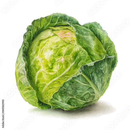 Cabbage in watercolor style, vector illustration, isolated on white background.