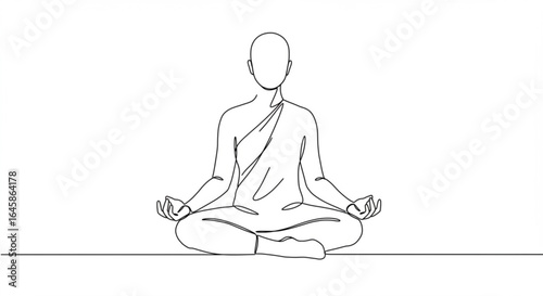 Serene figure meditates peacefully in classic lotus pose conveying tranquility and mindfulness