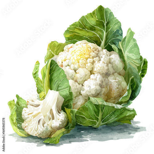 A watercolor painting of Cauliflower, vector illustration on white background.