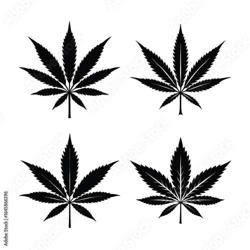 marijuana leaf silhouette vector set,marijuana leaf icons