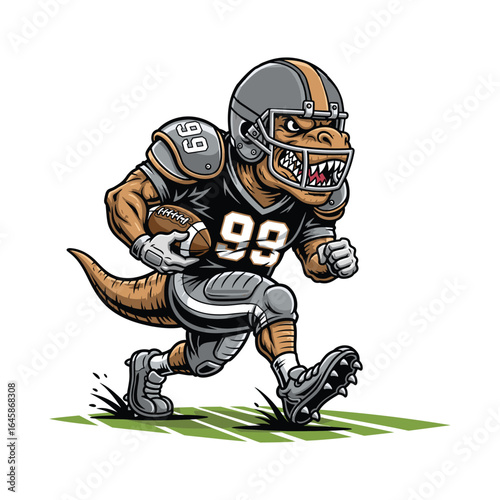 Fierce T-Rex American Football Run illustration