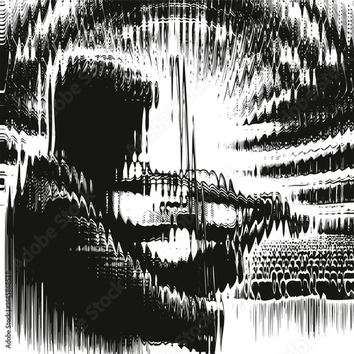  Glass glitch effect rough texture monochrome engraving of a man playing violin in concert hall performance scene
