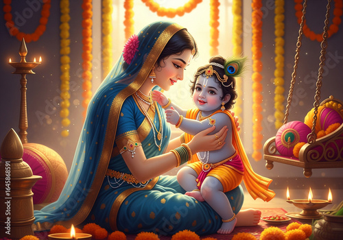 Child Lord Krishna and Mother