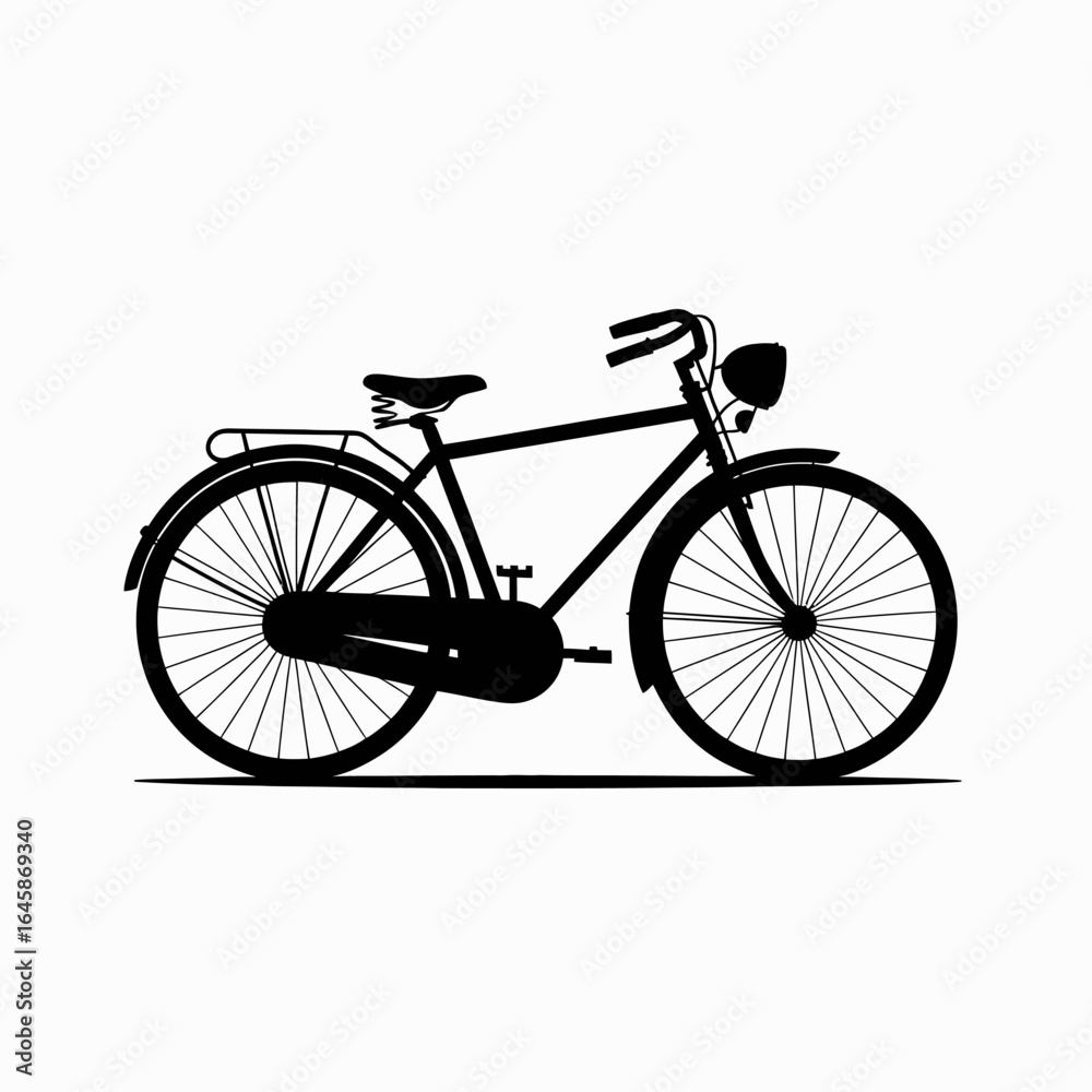Fototapeta premium Classic Bicycle Silhouette on White Background
