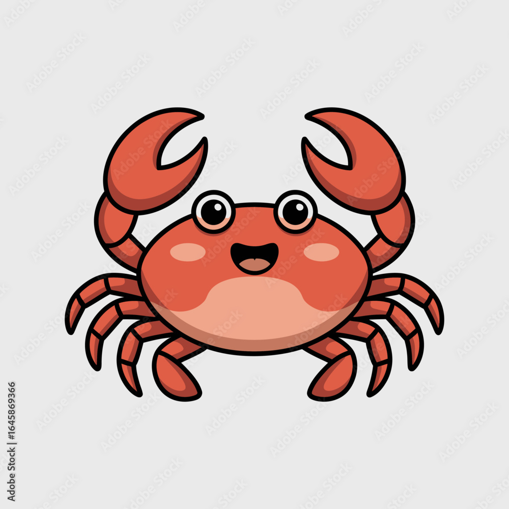 Fototapeta premium Cheerful Cartoon Crab Character Illustration
