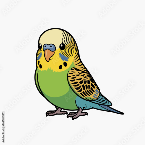 Colorful Cartoon Budgerigar Illustration