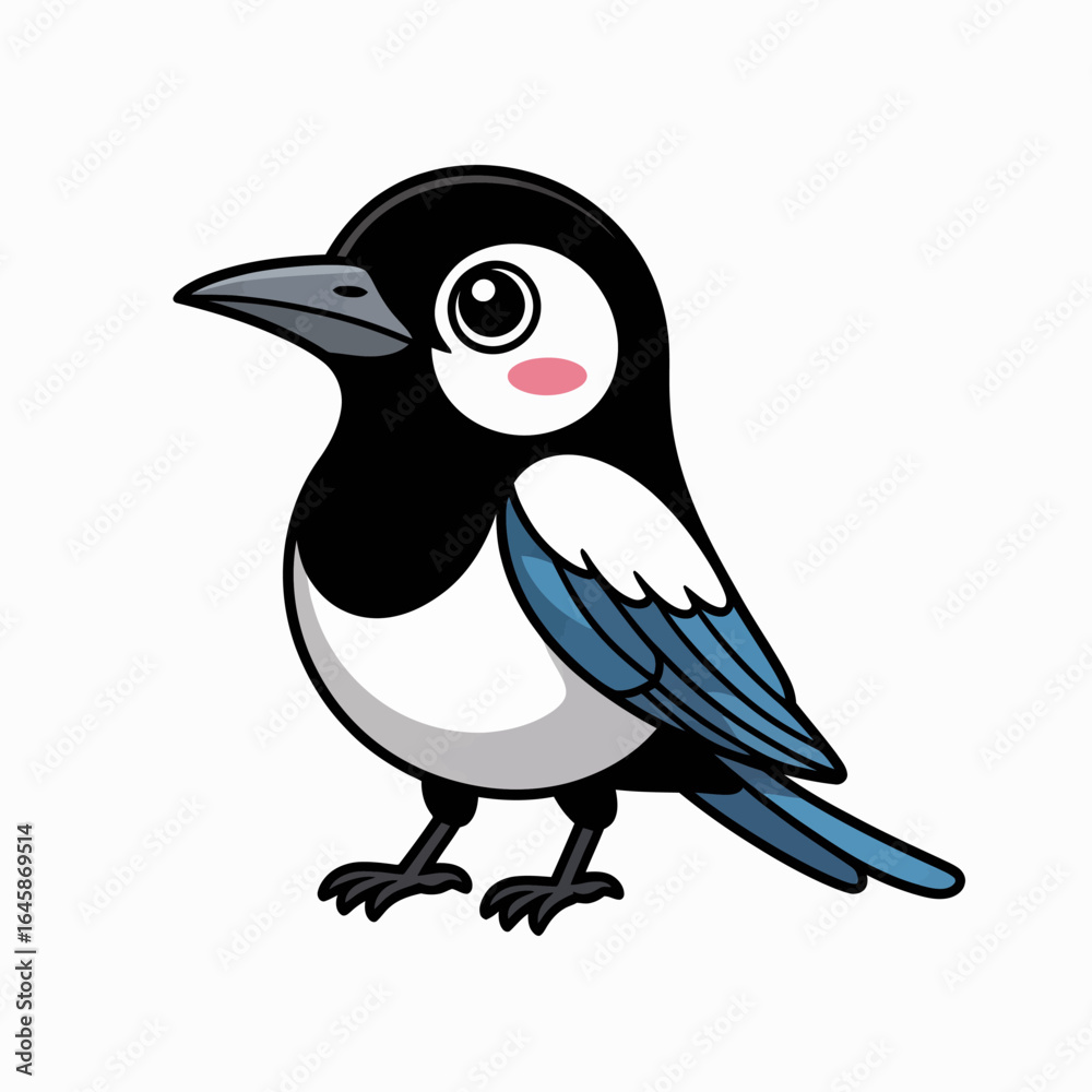 Fototapeta premium Cute cartoon bird illustration, colorful design, whimsical