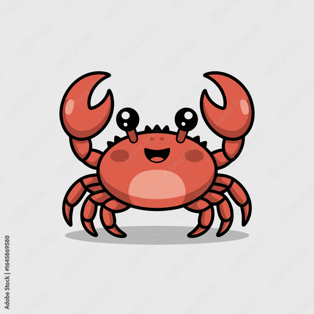 Fototapeta premium Cute Cartoon Crab Character Design