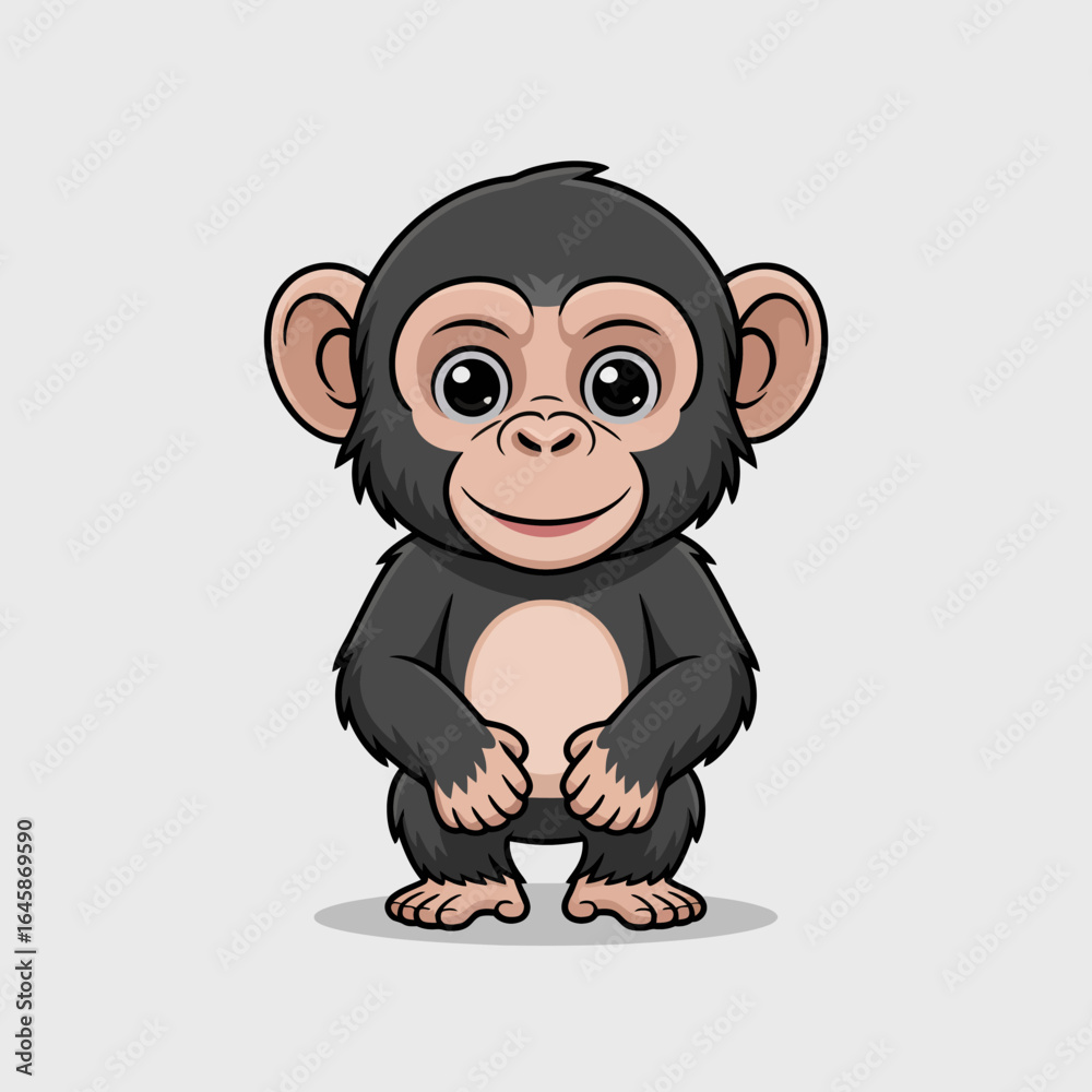 Obraz premium Cute cartoon chimpanzee character illustration