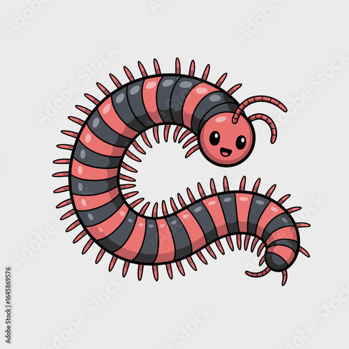Cute cartoon centipede with vibrant colors