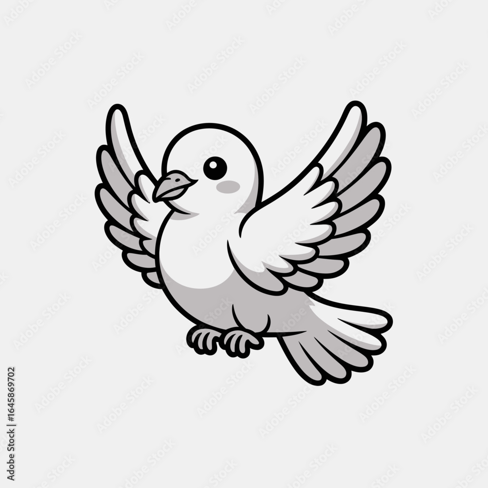 Obraz premium Cute Cartoon Flying Dove Illustration