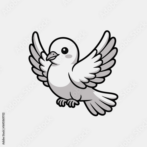 Cute Cartoon Flying Dove Illustration