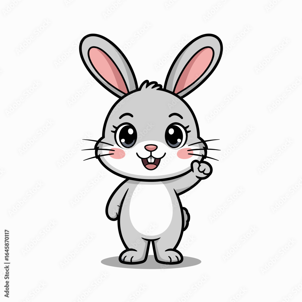 Obraz premium Cute cartoon rabbit character, adorable animal design