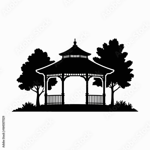 Gazebo Silhouette Surrounded by Trees