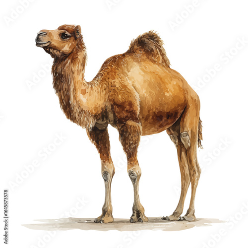 A watercolor painting of Camel, vector illustration on white background.