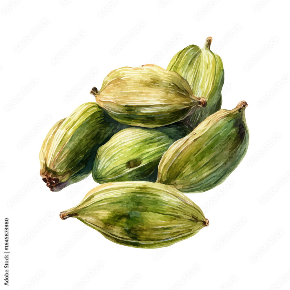 custom made wallpaper toronto digitalWatercolor vector illustration of Cardamom, isolated on white background.