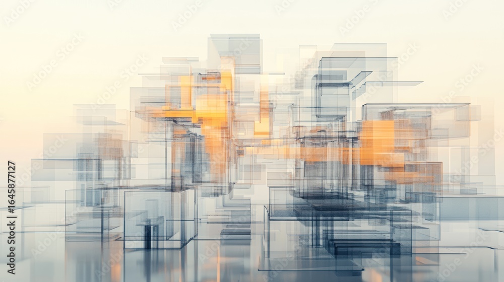 Obraz premium Abstract Glass Cityscape: A Futuristic Architectural Vision