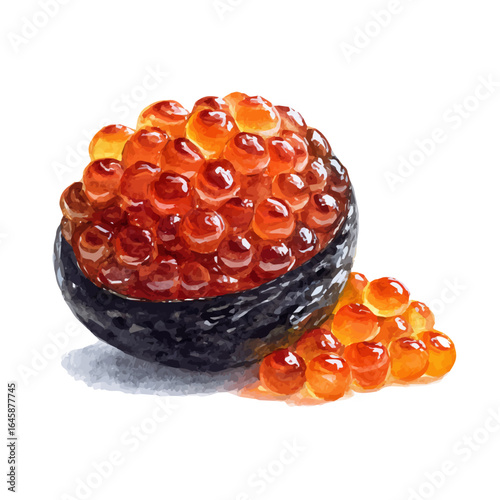 Caviar in watercolor style, vector illustration, isolated on white background.