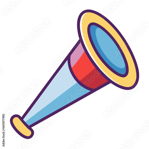 Colorful cartoon spyglass with a yellow rim and blue lens