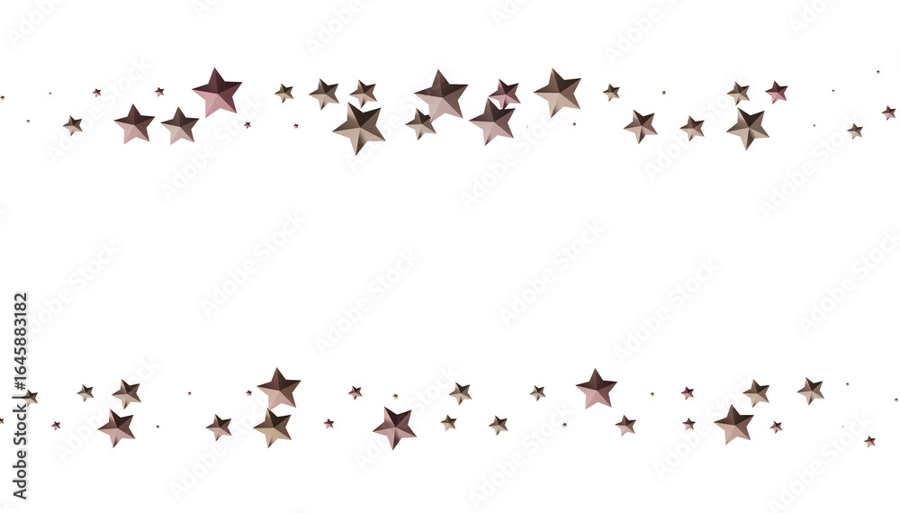 Obraz premium Beautiful rose gold stars scattered on white background. Perfect for festive designs.