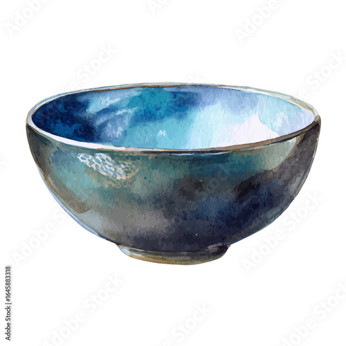 Bowl in watercolor style, vector illustration, isolated on white background.
