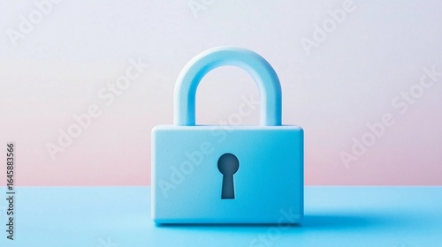 Stylish light blue padlock on a pastel-colored background symbolizes digital security and protection 