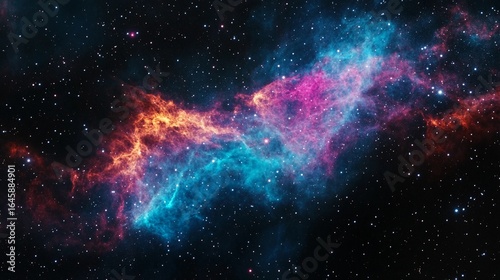 Vibrant cosmic nebula displaying stunning colors in deep space with stars glittering in the background