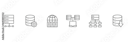 Database manager, restore backup server, upload recovery system, secure cloud storage, disaster protection network vector illustration icon