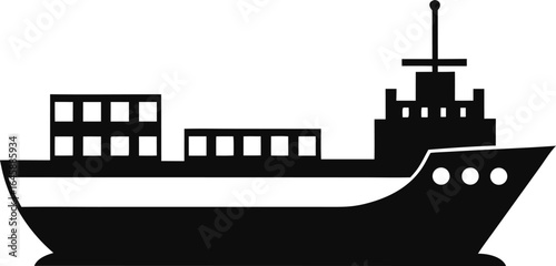 Freight or Container Ship Silhouette Graphic