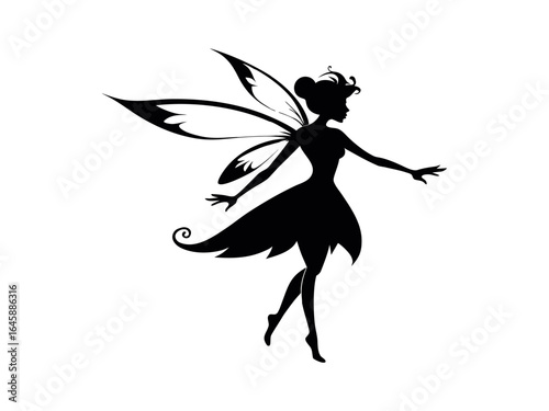 Flying Fairy Silhouette with Open Palm