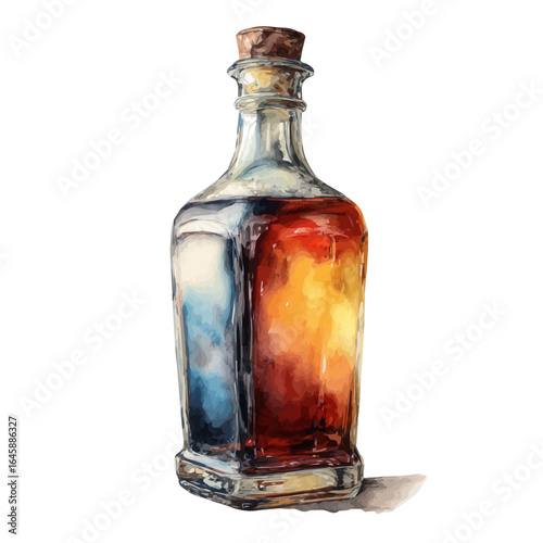 A watercolor painting of Bottle, vector illustration on white background.