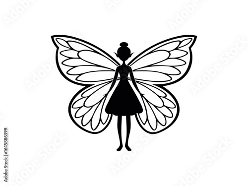 Flying Fairy Silhouette with Open Palm
