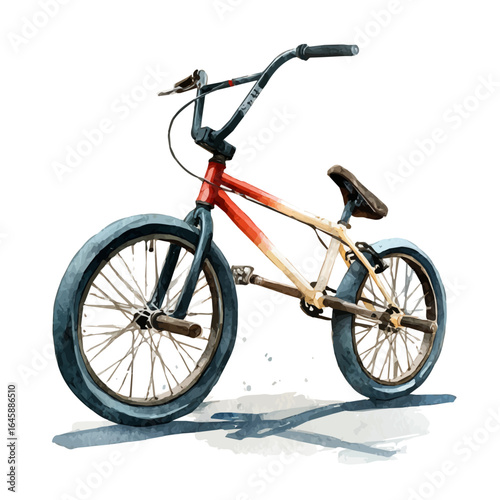 BMX Bike in watercolor style, vector illustration, isolated on white background.