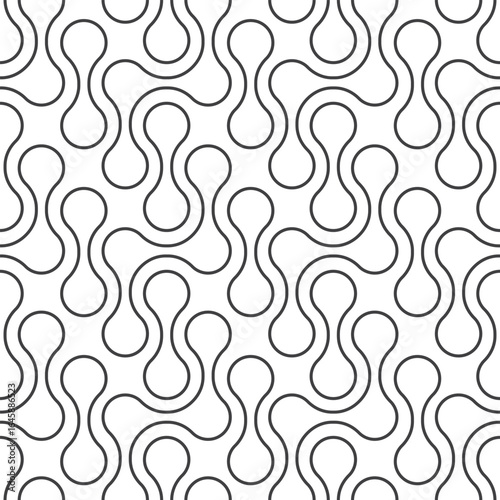 Rounded shapes seamless pattern. Abstract round shapes background. Connected liquid drops.  Metaball icons. 