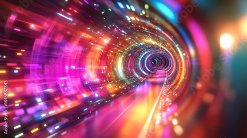 Vibrant, swirling tunnel of light