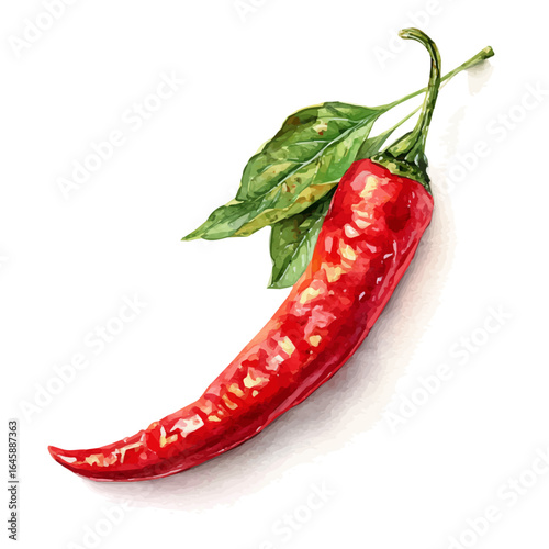 A watercolor painting of Chili Pepper, vector illustration on white background.